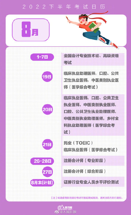 实用！收藏这份2022下半年考试日历