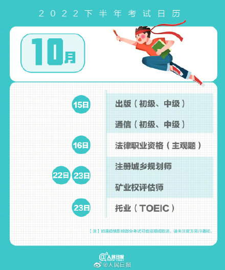 实用！收藏这份2022下半年考试日历