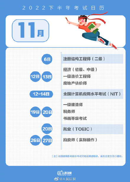 实用！收藏这份2022下半年考试日历