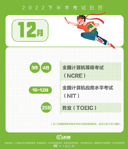 实用！收藏这份2022下半年考试日历